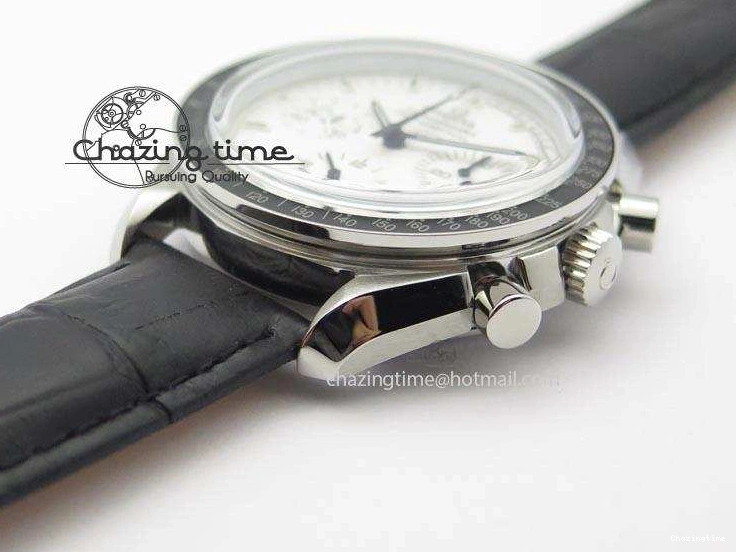 1228 Vibrant Speedmaster JHF SS Snoopy Award 45th Anniversary White Dial On Black Leather Strap 8238
